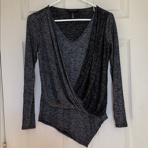 White House Black Market Gray Wrap Bodysuit